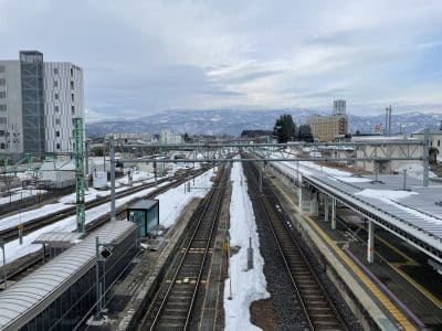 JR米沢駅東口通路から見た景色